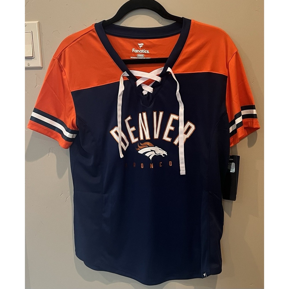 Denver Broncos Shirt Womens Medium NFL Football Lace Up New